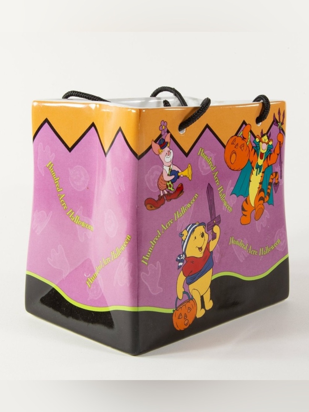 Vintage 2000 Disney "Hundred Acre Halloween" Ceramic Candy Bag Vase/Planter. - Picture 4 of 8